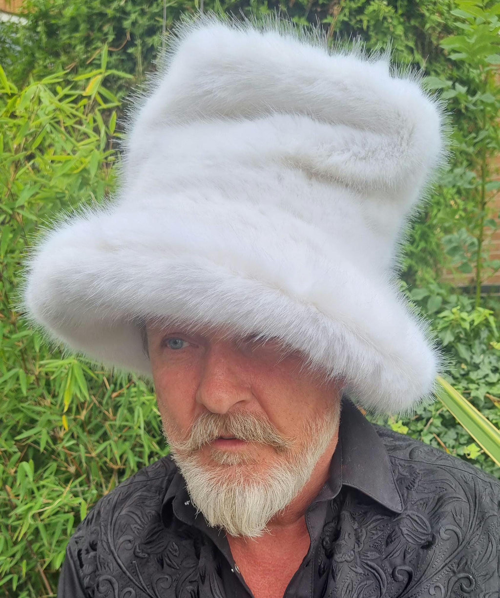 Tall White Faux Fur Hat | Wedding & Festival Hat | Handmade in the UK