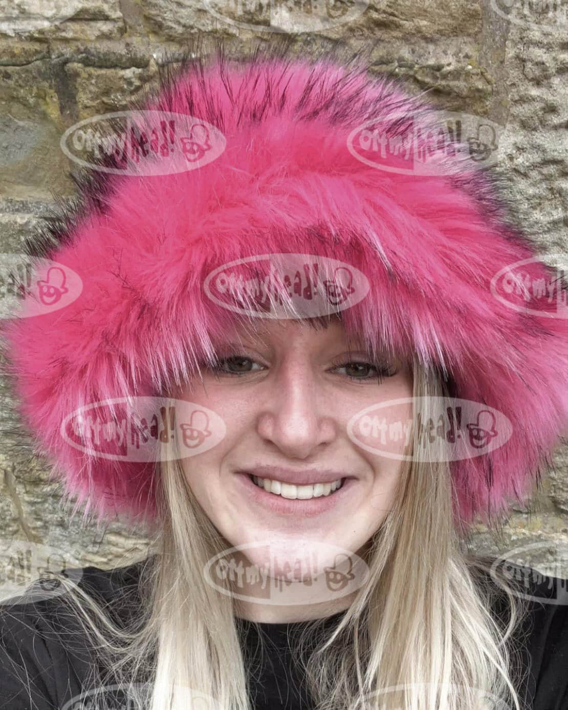Rose Pink Super Fluffy Luxury  Faux Fur Bucket Hat-Pink-Fuzzy Bucket Hat-Festival Hat-Fur Hat-Fake Fur Hat-Rave Hat-Pink Bucket Hat-Y2K hat