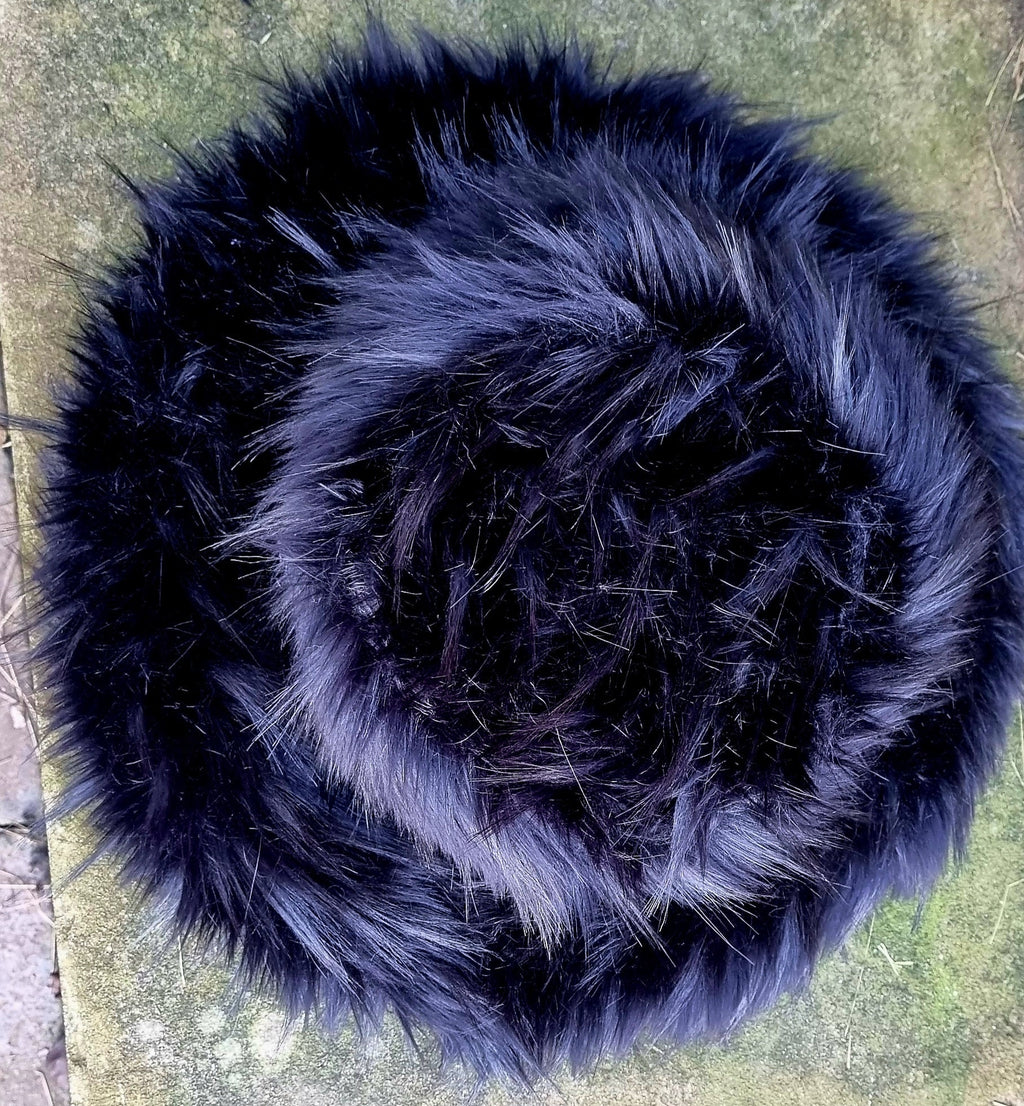 Hollywood Black Faux Fur Bucket Hat | Extra Wide Wired Brim | Handmade Festival Hat
