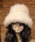 Twisty Faux Fur Bucket Hat-Festival Hat-Fuzzy Bucket Hat-Fur Hat-Fake Fur Hat-Rave Hat-Cream  Fur-Off White Fur-Bucket Hat-Ivory Fake Fur