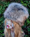 Grey and Brown Luxury Faux Fur Hat with Polar Fleece Lining- Fur Hat-Fake Fur Hat-Winter Hat- Grey Fur Hat- Vegan Fur Hat- Grey Fur- Brown