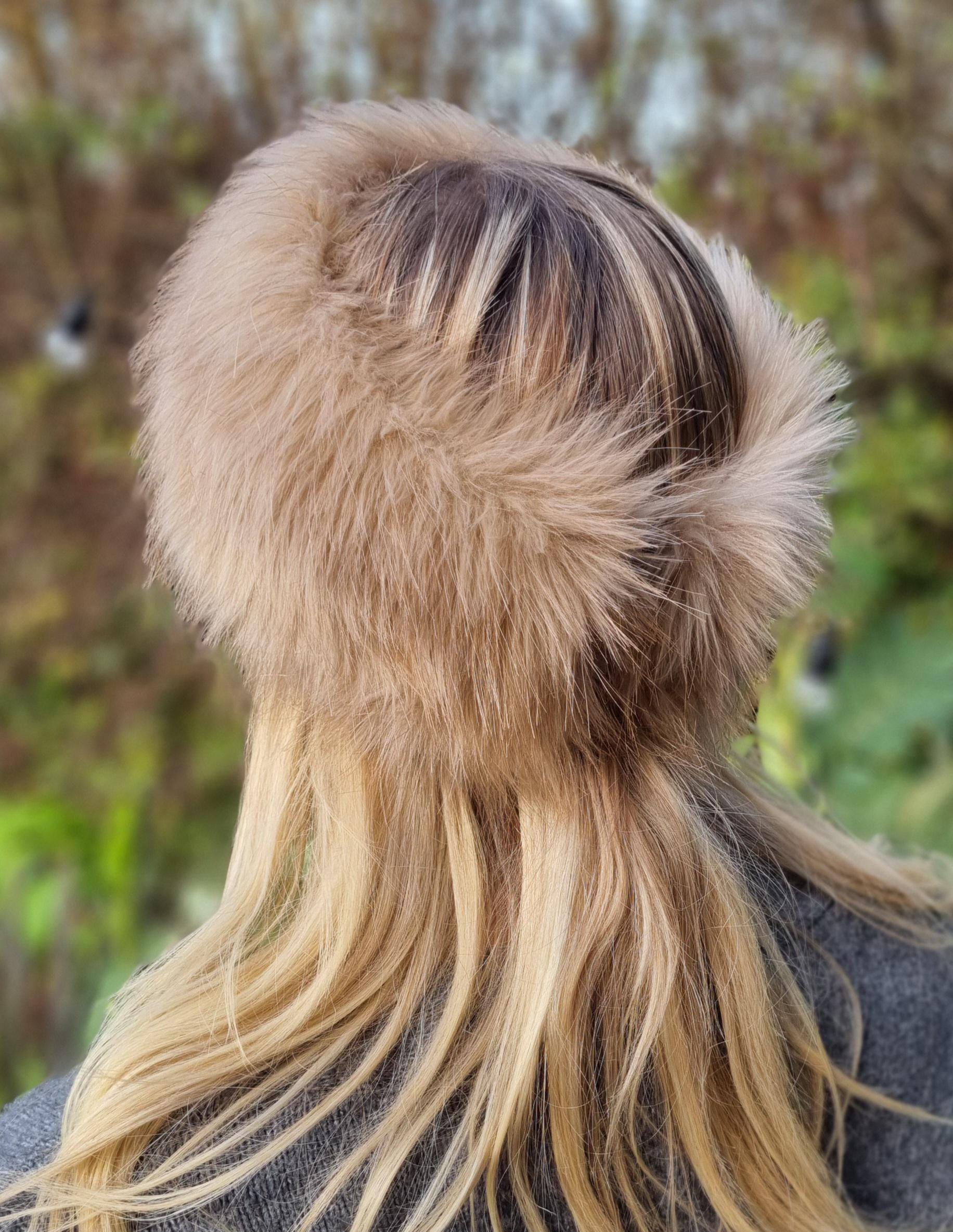 Camel Faux Fur Headband- Neckwarmer- Earwarmer-Fur Headband-Beige Headband-Head Wrap-Fur Head Wrap-Handmade- vegan- Cruelty free