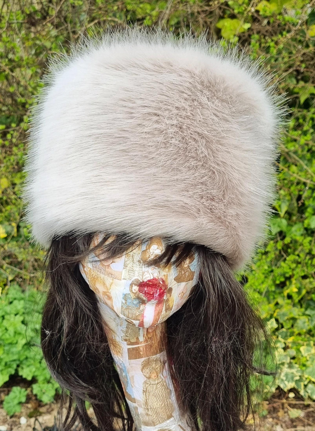 Silver Grey Faux Fur Hat with Polar Fleece Lining-Grey Fur Hat-Silver Hat-Pill Box Hat- Cruelty Free-Vegan Fabric-Grey Fur Hat-Fake Fur Hat
