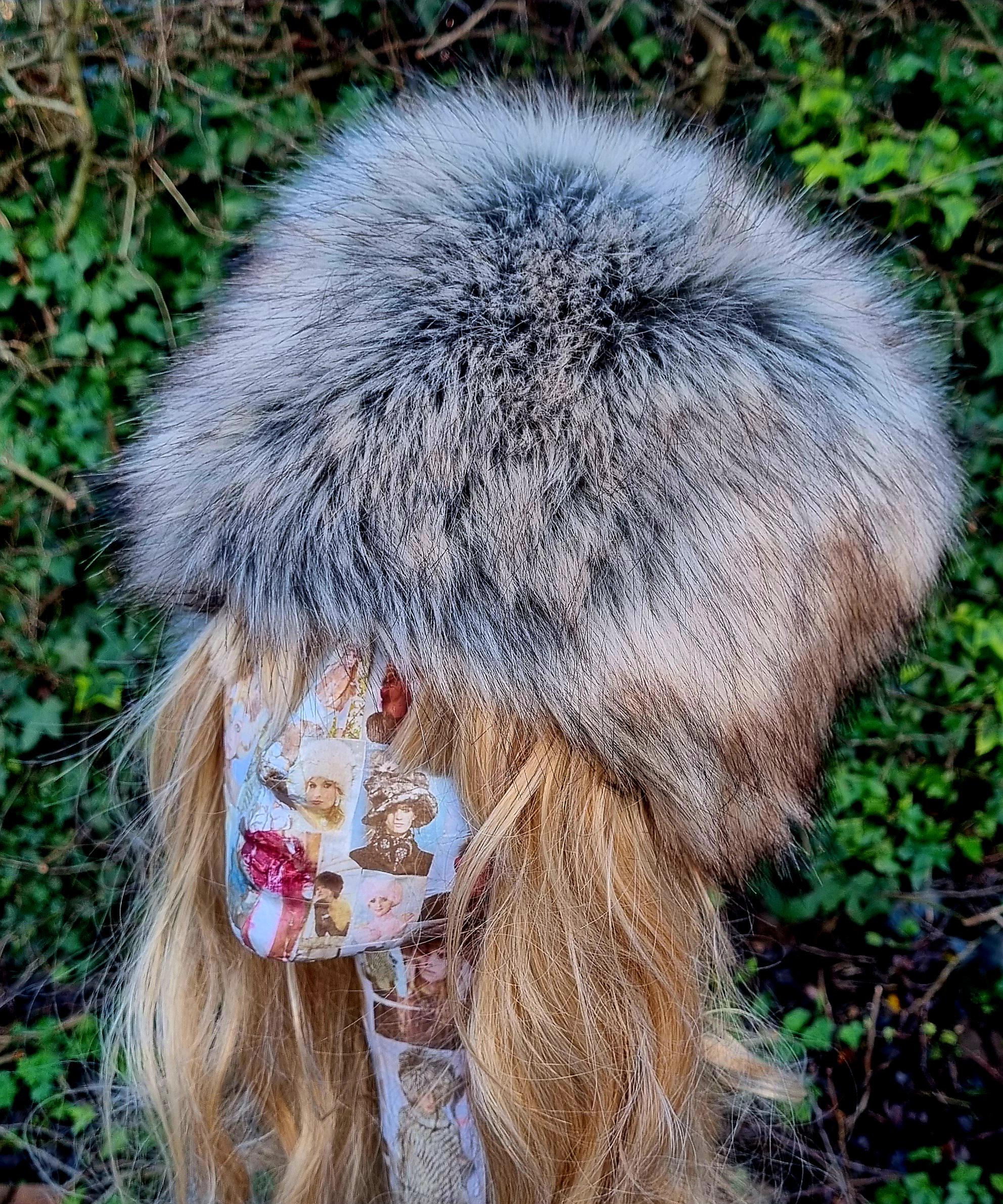 Grey and Brown Luxury Faux Fur Hat with Polar Fleece Lining- Fur Hat-Fake Fur Hat-Winter Hat- Grey Fur Hat- Vegan Fur Hat- Grey Fur- Brown
