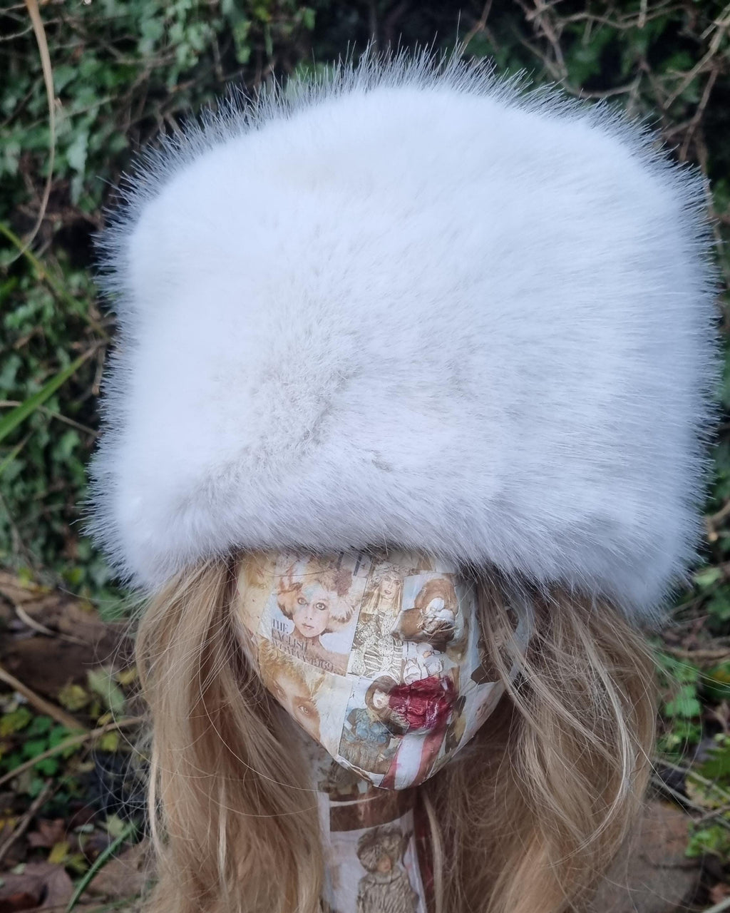 Super Luxury White Faux Fur Hat with Polar Fleece Lining