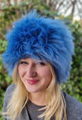 Beautiful Cornflower Blue-Faux Fur Winter Hat-Blue Fur Hat- Blue Russian Hat-Russian Hat-Fake Fur Hat-Blue Fur