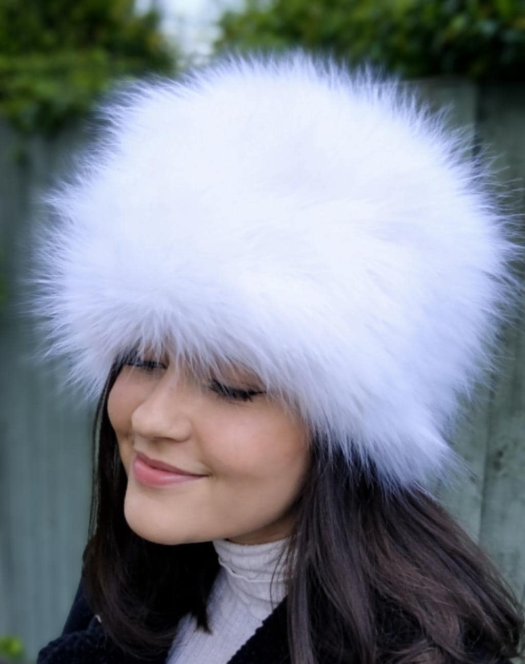 White Faux Fur Hat Russian Style with Cosy Polar Fleece Lining-Fur Hat-Fake Fur Hat-Winter Hat-Long Fur Hat-Cossack Hat-White Fur Hat