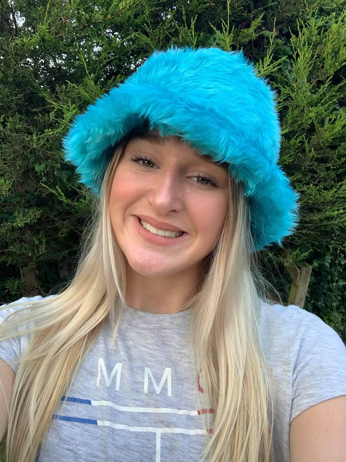Turquoise Blue Faux Fur Bucket Hat-Festival Hat-Floppy Hat-Fur Hat-Fake Fur Hat-Rave Hat-Fur Hat- Blue Fur Hat- Furry Bucket Hat