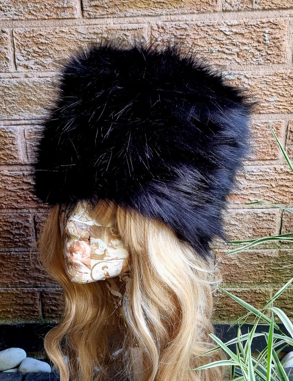 Lovely Black Pill Box Hat Luxury Faux Fur Hat with Polar Fleece Lining-Fur Hat-Fake Fur Hat-Winter Hat-Long Fur Hat-Black Fur Hat-Vegan
