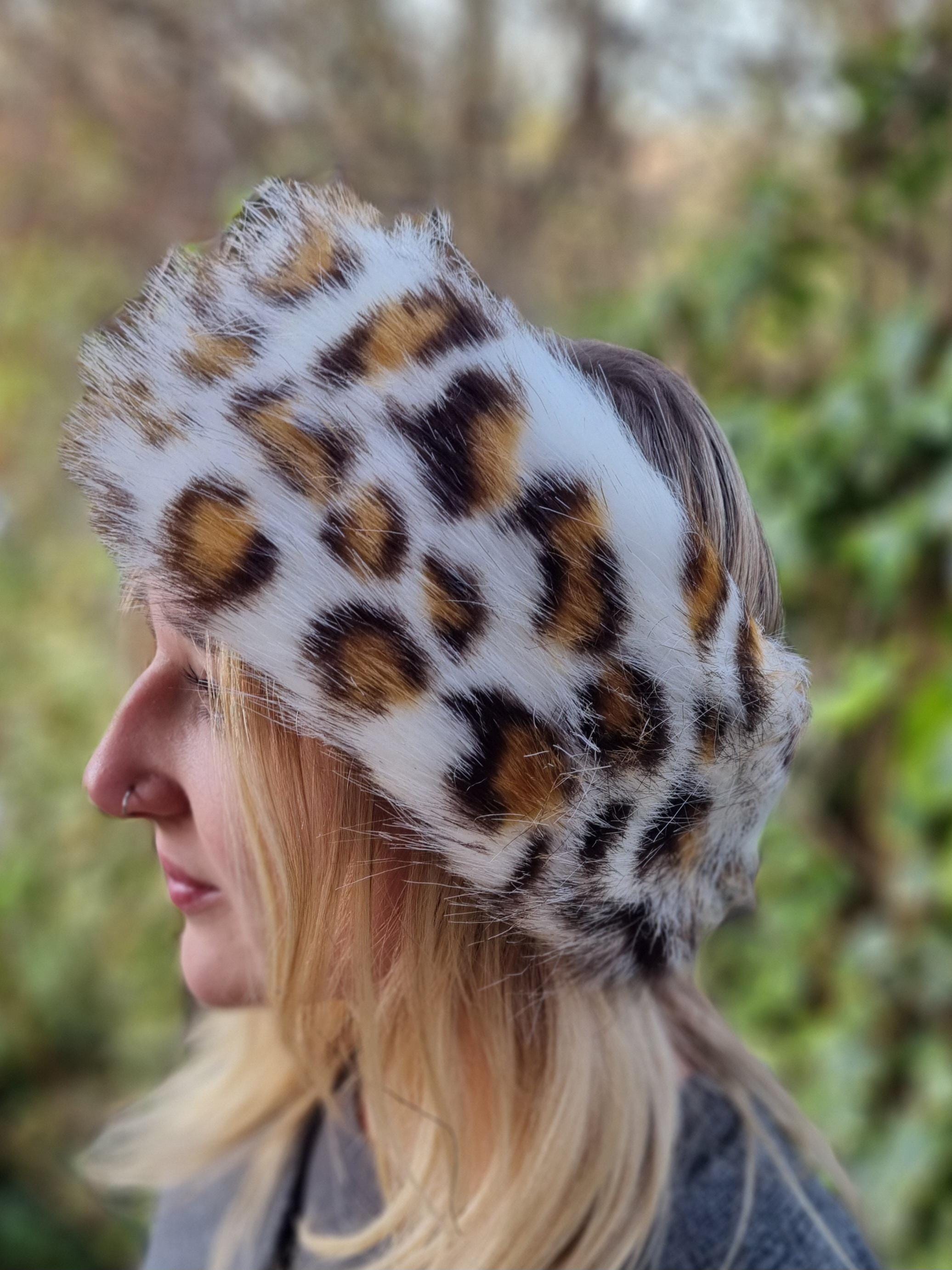 Leopard Print Faux Fur Headband-Neckwarmer-Earwarmer-Head Wrap- Animal Print Fur Headband-Faux Animal Print- Leopard Print Fabric