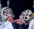 Leopard print faux fur cuffs handmade in England