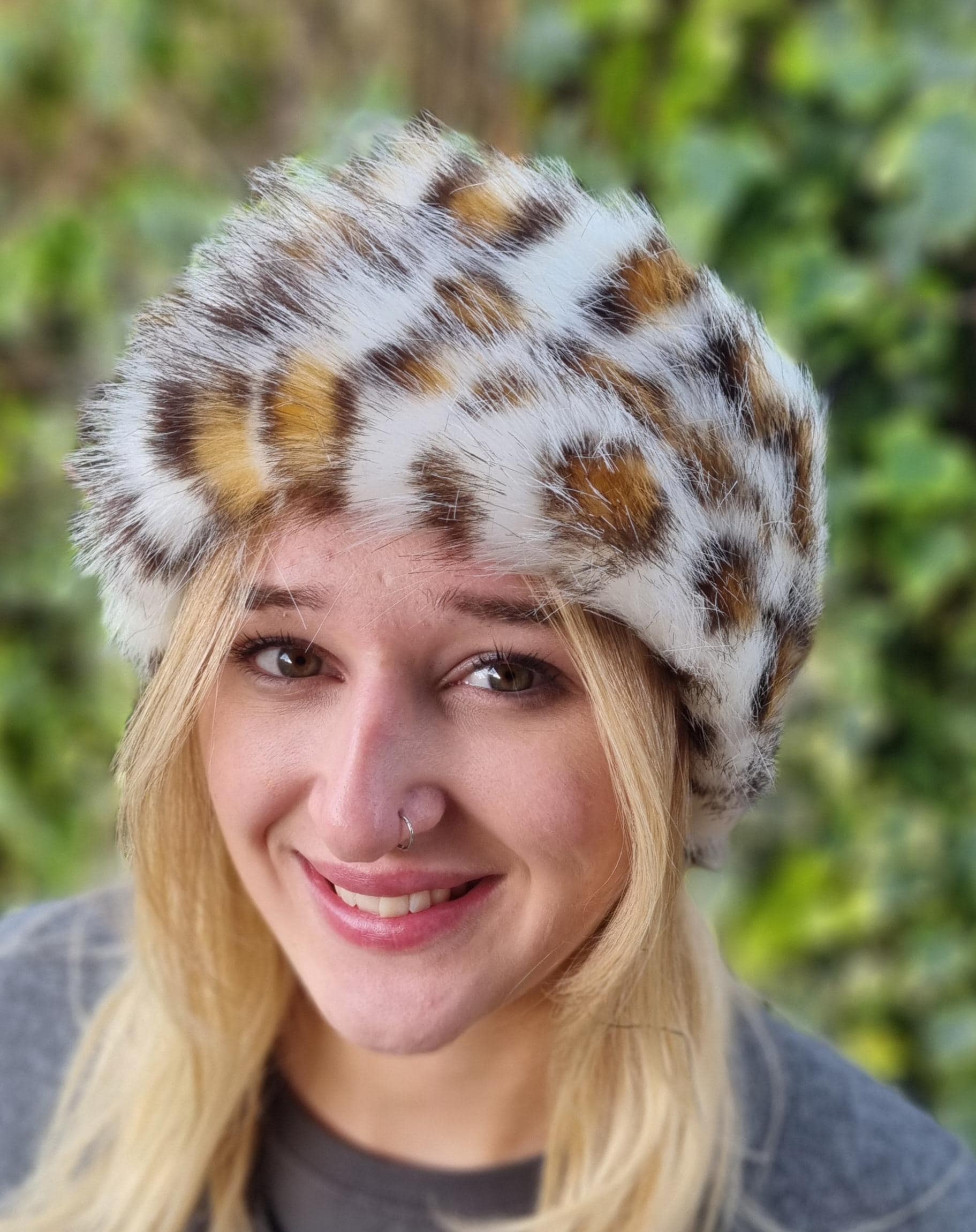 Leopard Print Faux Fur Headband-Neckwarmer-Earwarmer-Head Wrap- Animal Print Fur Headband-Faux Animal Print- Leopard Print Fabric