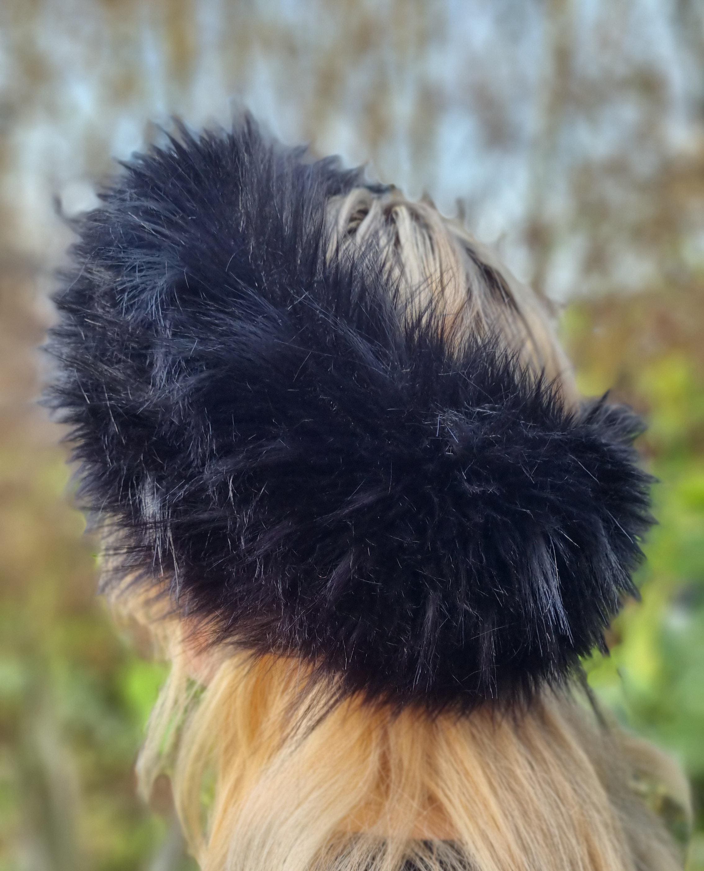 Hollywood Black Faux Fur Headband- Neckwarmer- Earwarmer -Black Fur Headband-Black Fur-Black Fur Headband-Head Wrap-Fur Head Wrap