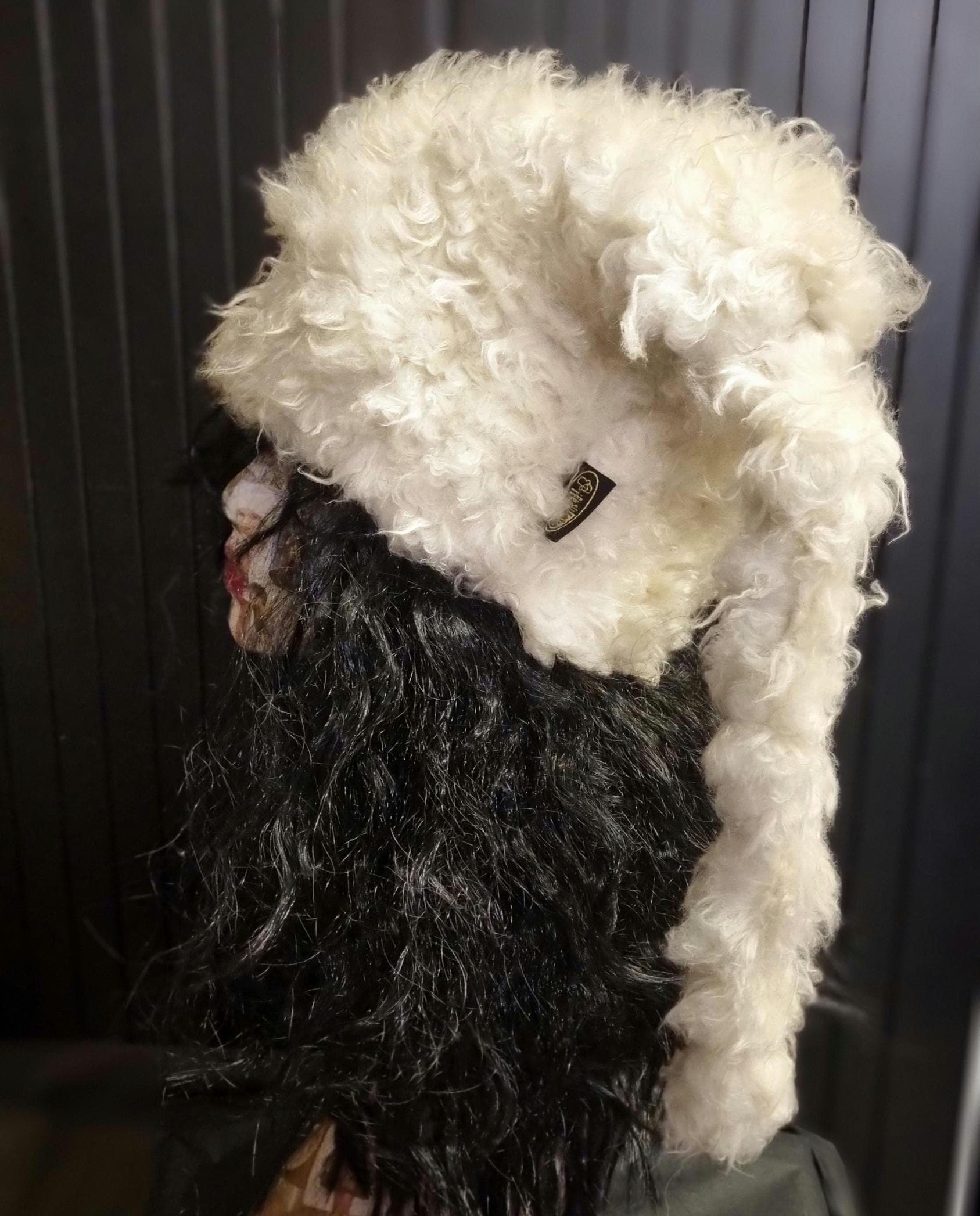 Marshmallow Hat in Twisty Cream Faux Fur | Fluffy Rave Hat | Handmade in England