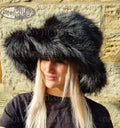 Luxury Wide Brim Black Faux Fur Bucket Hat | Ascot, Winter Weddings & Festivals | Handmade in England