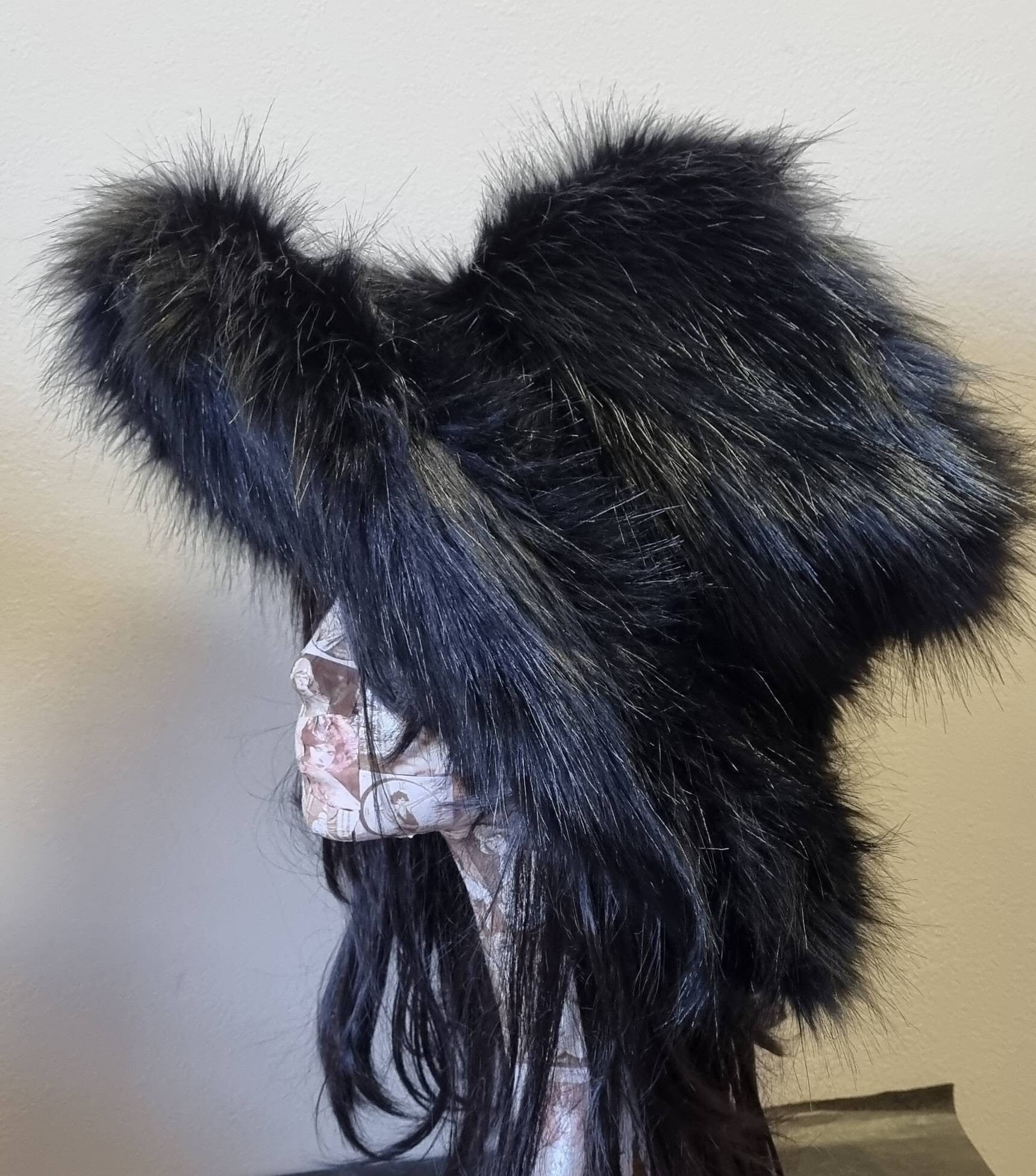 Luxury Wide Brim Black Faux Fur Bucket Hat | Ascot, Winter Weddings & Festivals | Handmade in England
