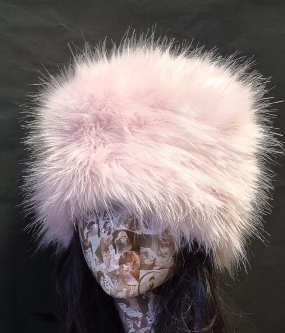 Pale Peachy Pink Luxury Faux Fur Hat-Polar Fleece Lining-Ladies Winter Hat-Fake Fur Hat-Faux Fur Hat-Fur Hat-Fleece Hat-Winter Hat-Pink Fur