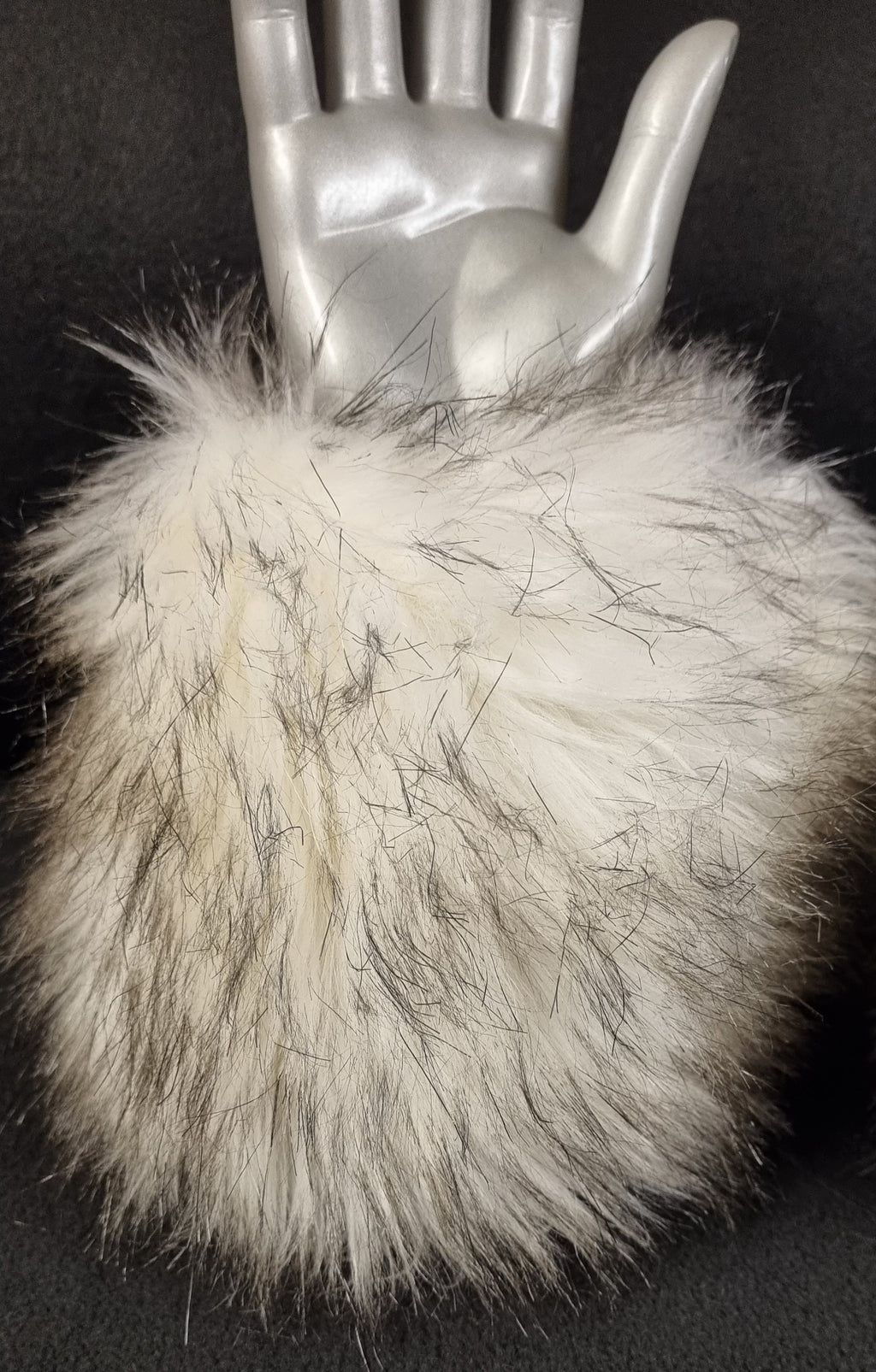 Husky Faux Fur Cuffs | White with Black Tips | Handmade in England