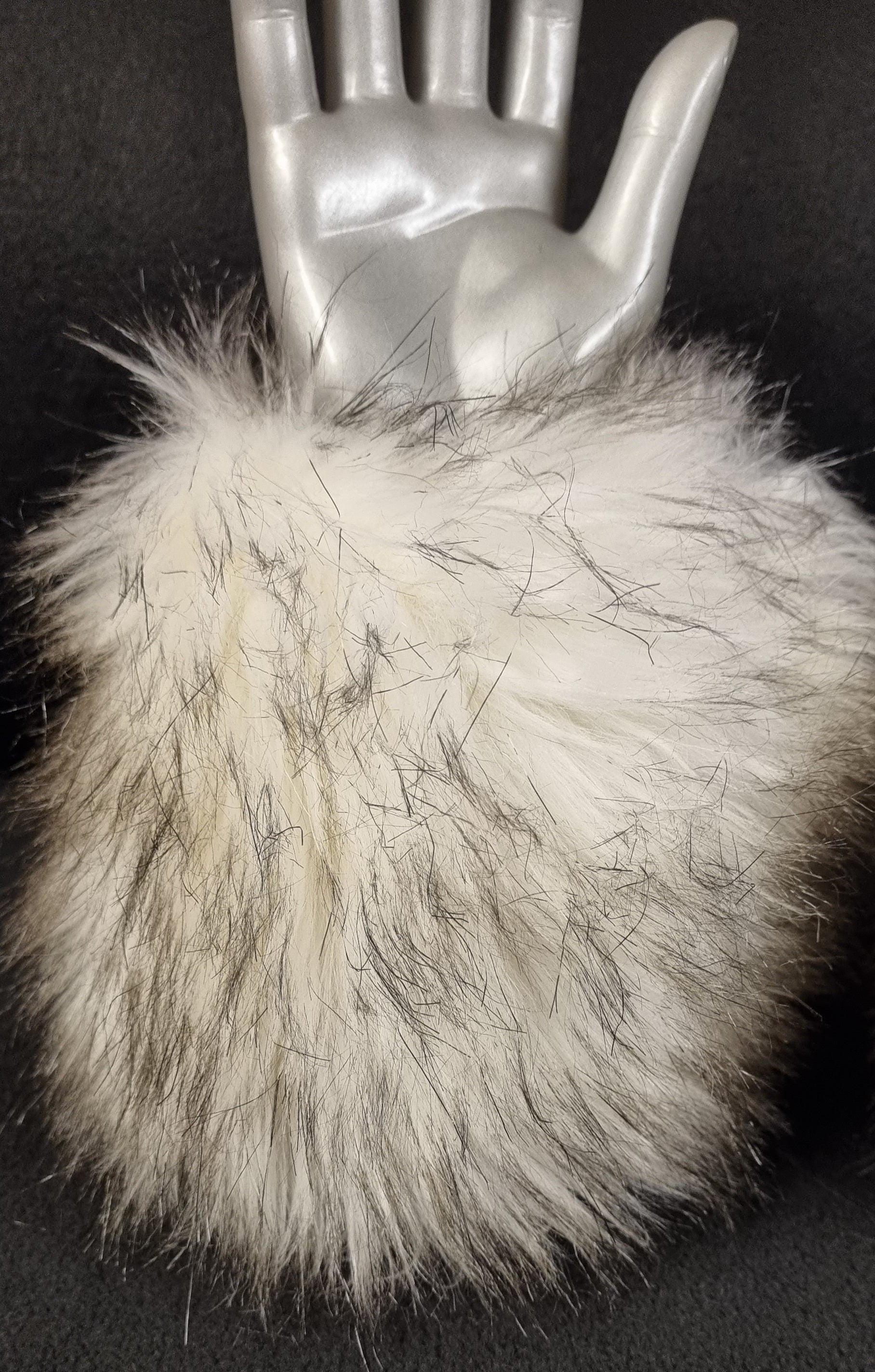 Husky Faux Fur Cuffs | White with Black Tips | Handmade in England