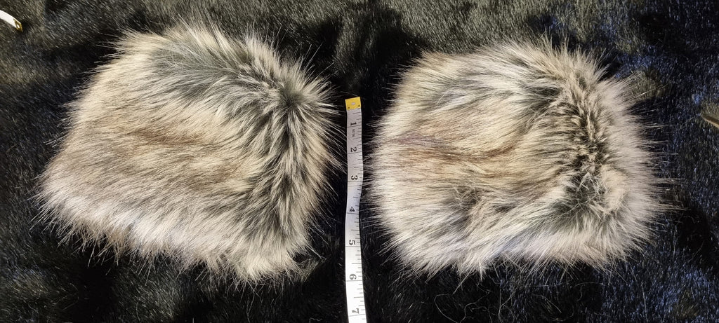 Grey & Brown Faux Fur Cuffs | Fluffy Wrist Warmers | Handmade in England