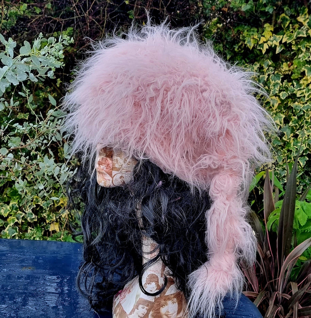 Baby Pink Mongolian Marshmallow Hat- Fake Fur- Ski Hat-Apres Ski- Dog Walking- Pink Fur Hat-Cruelty Free-Vegan Fabric-Faux Fur