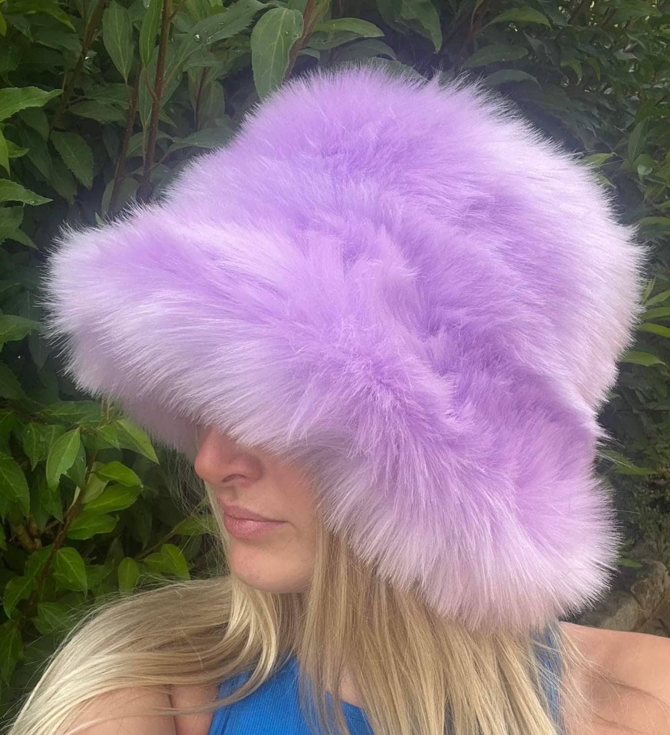 Mega Fluffy Pinky Lilac Luxury Faux Fur Bucket Hat-Pink Fur-Fuzzy Bucket Hat-Festival Hat-Fur Hat-Fake Fur Hat-Rave Hat-Pink Bucket Hat