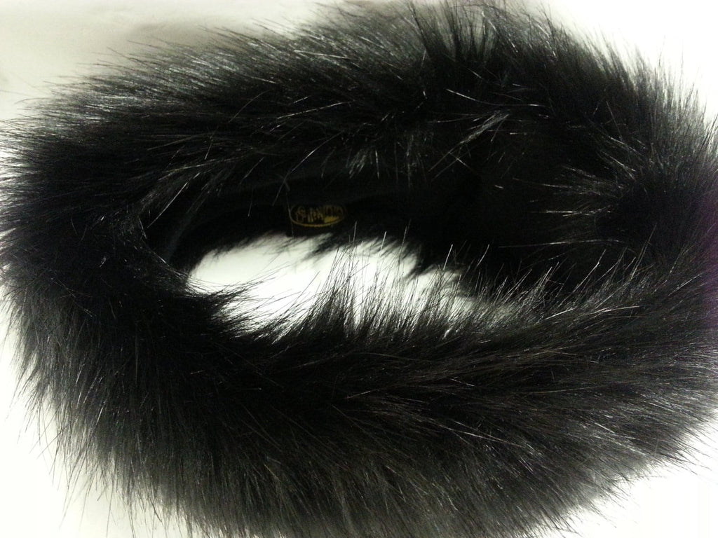 Shiny Black Luxury Faux Fur Headband | Handmade in England