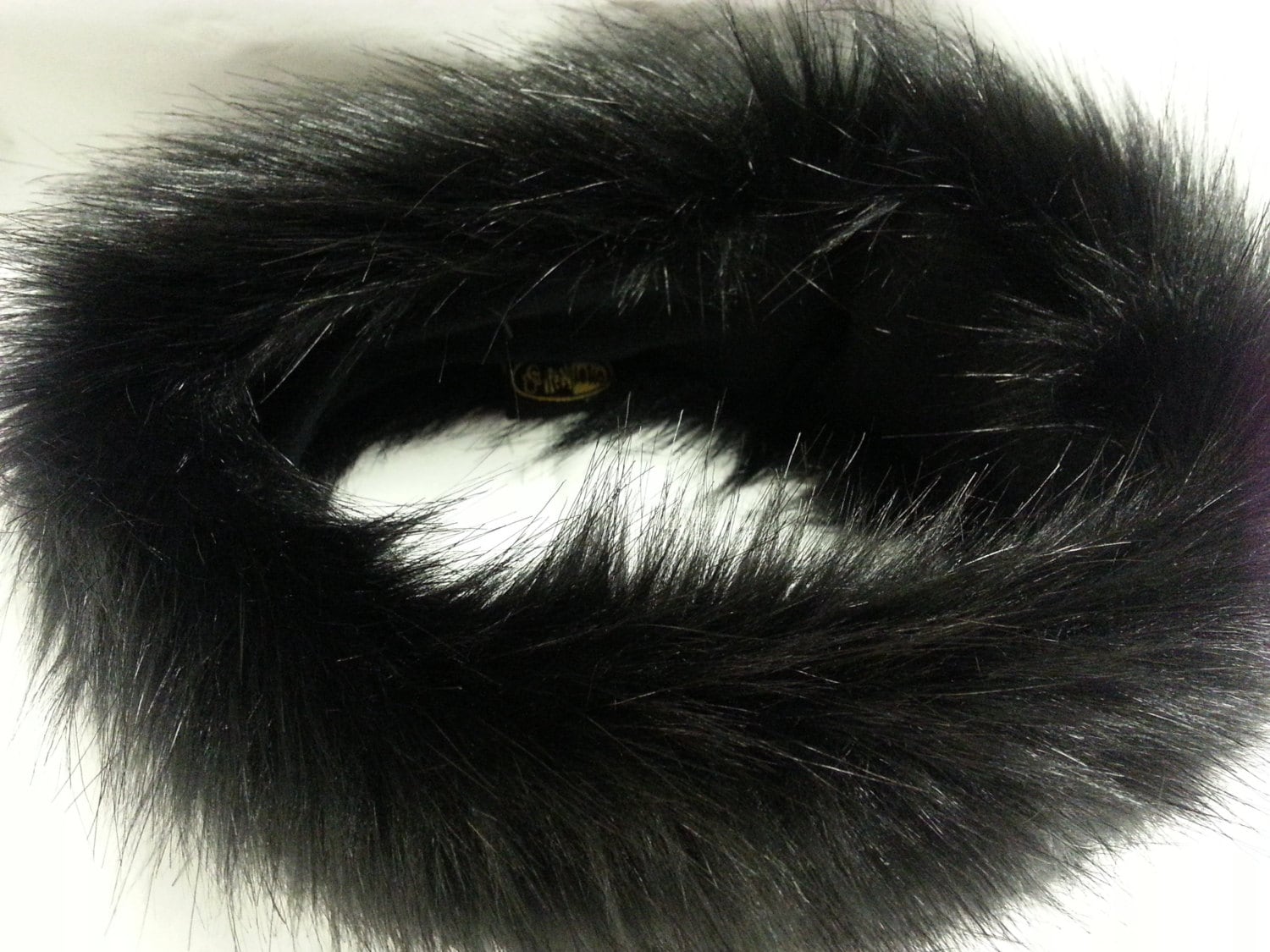Shiny Black Luxury Faux Fur Headband | Handmade in England