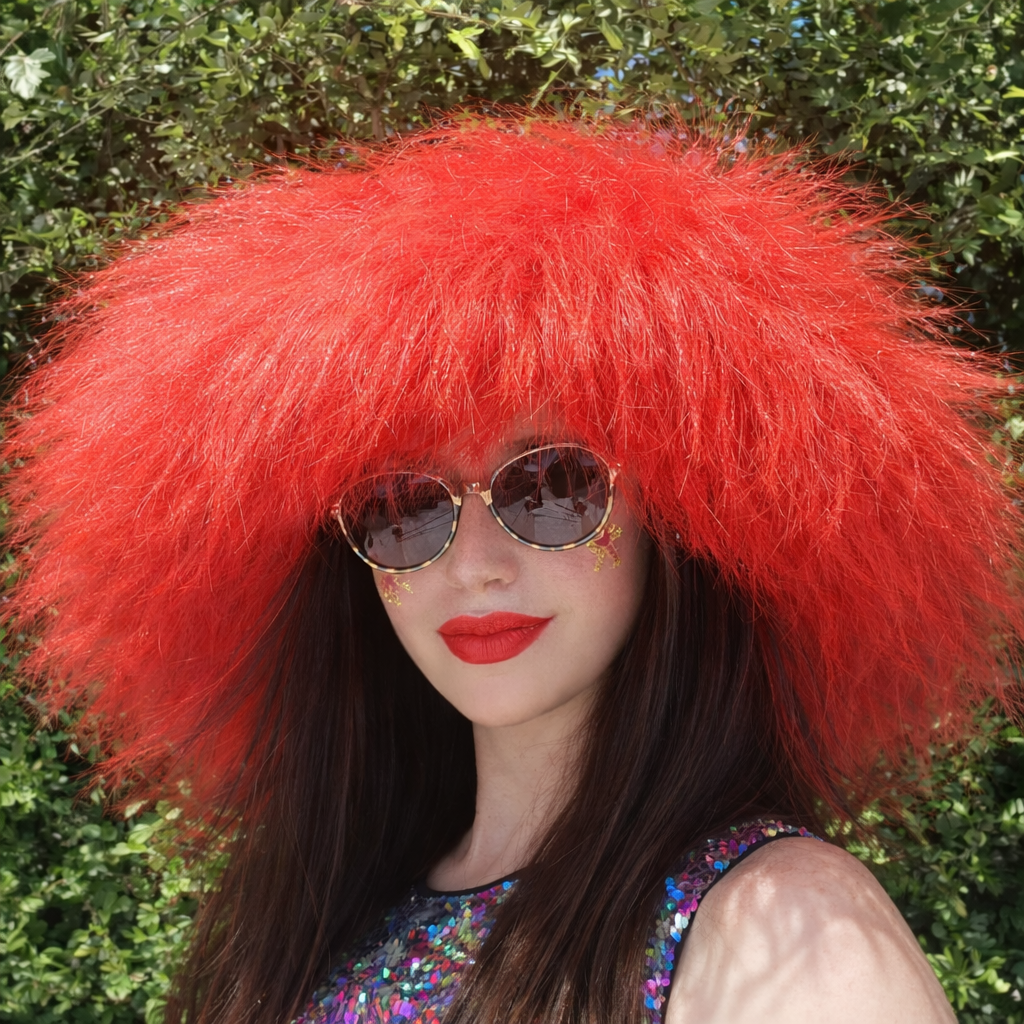 Wispy Faux Fur Bucket Hat | Lightweight Wide Brim | Handmade Festival Hat