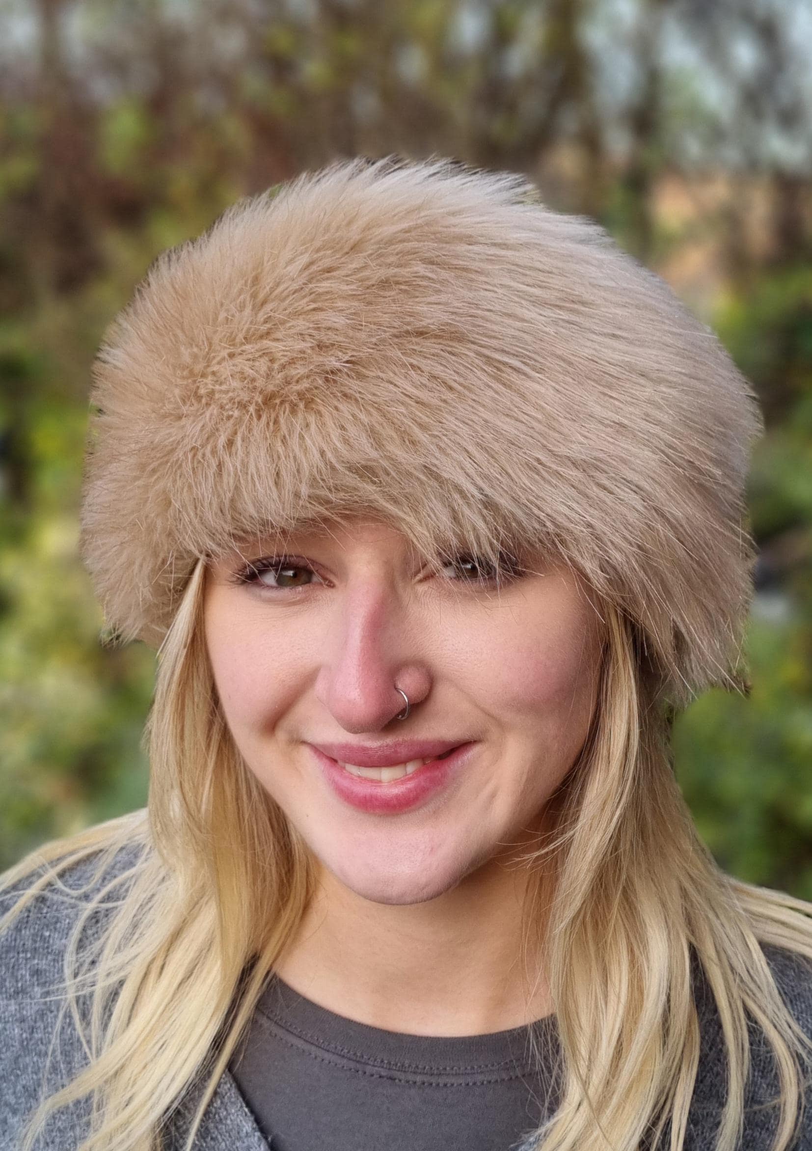 Camel Faux Fur Headband- Neckwarmer- Earwarmer-Fur Headband-Beige Headband-Head Wrap-Fur Head Wrap-Handmade- vegan- Cruelty free