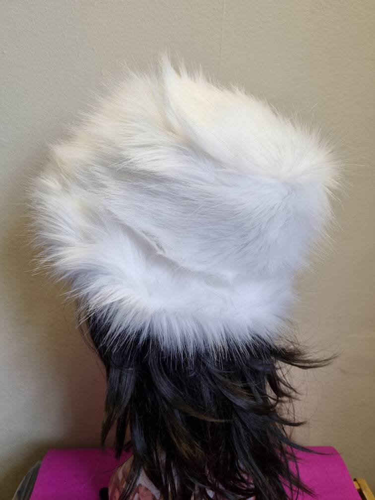 Ice White Faux Fur Bucket Hat-Festival Hat-Floppy Hat-Fur Hat-Fake Fur Hat-Rave Hat-White Fur Hat- Fuzzy Bucket Hat-White Fur Hat