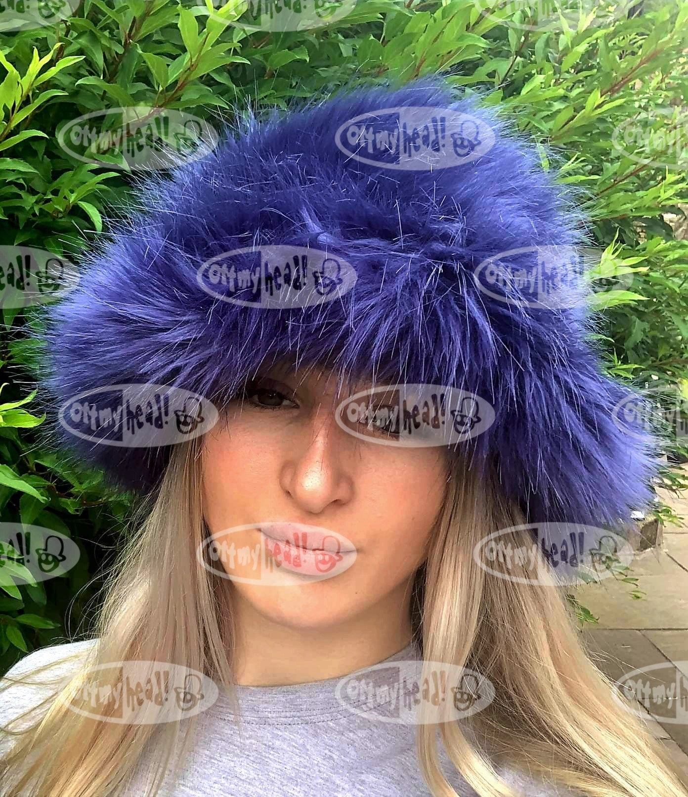 Purple Blue Fuzzy Bucket Hat-Festival Hat-Floppy Hat-Fur Hat-Fake Fur Hat-Rave Hat-Purple Bucket Hat-Blue Fur Hat-vegan friendly hat