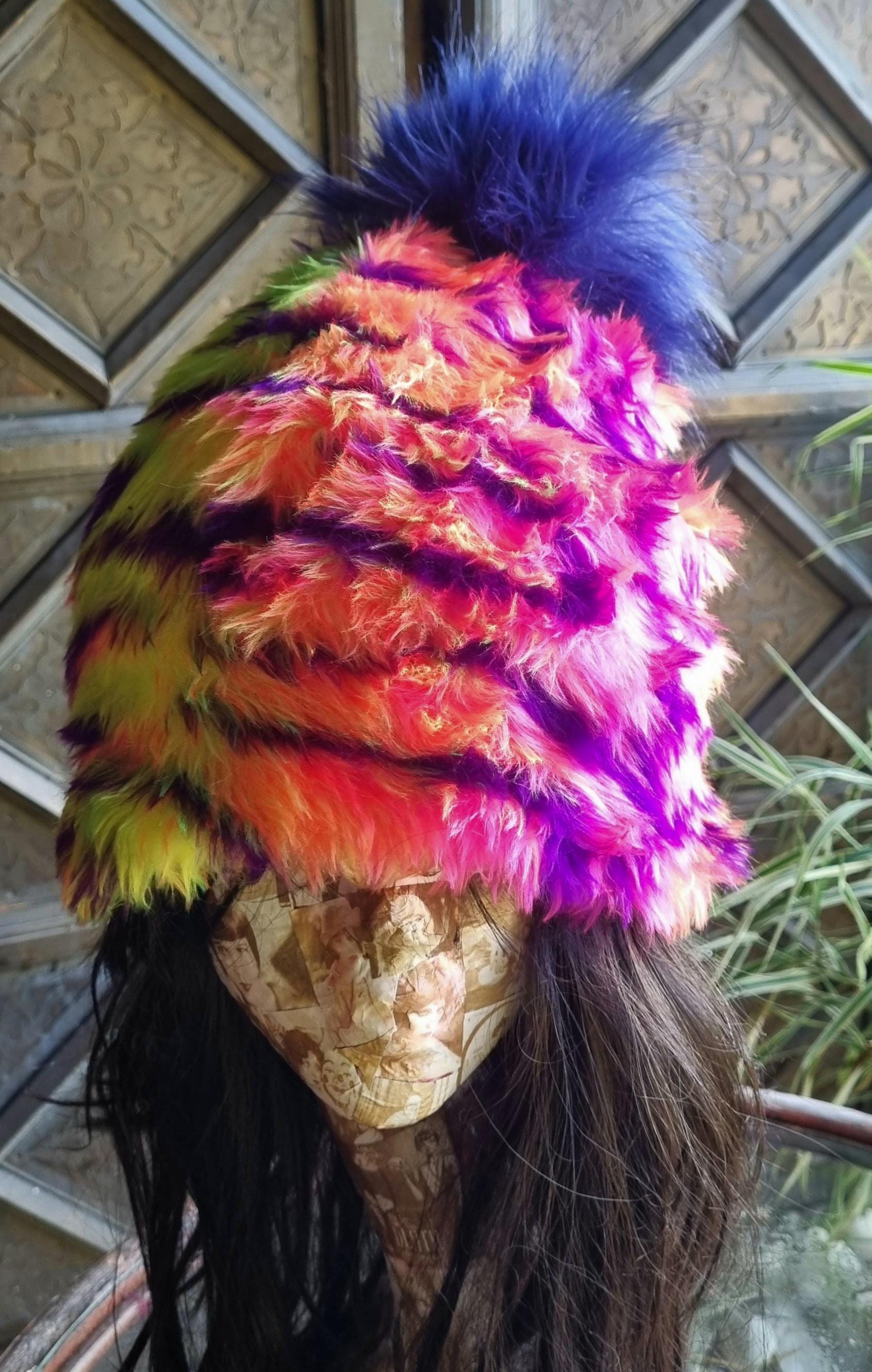 Multi Colour Pom Pom Hat-Polar Fleece Lined-Fur Pom Pom Hat-Flffy Pom Pom Hat-Faux Fur Pom Pom- Winter Hat-Unisex-Cruelty Free