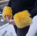 Canary Yellow Faux Fur Cuffs | Fluffy Wrist Warmers | Handmade in England