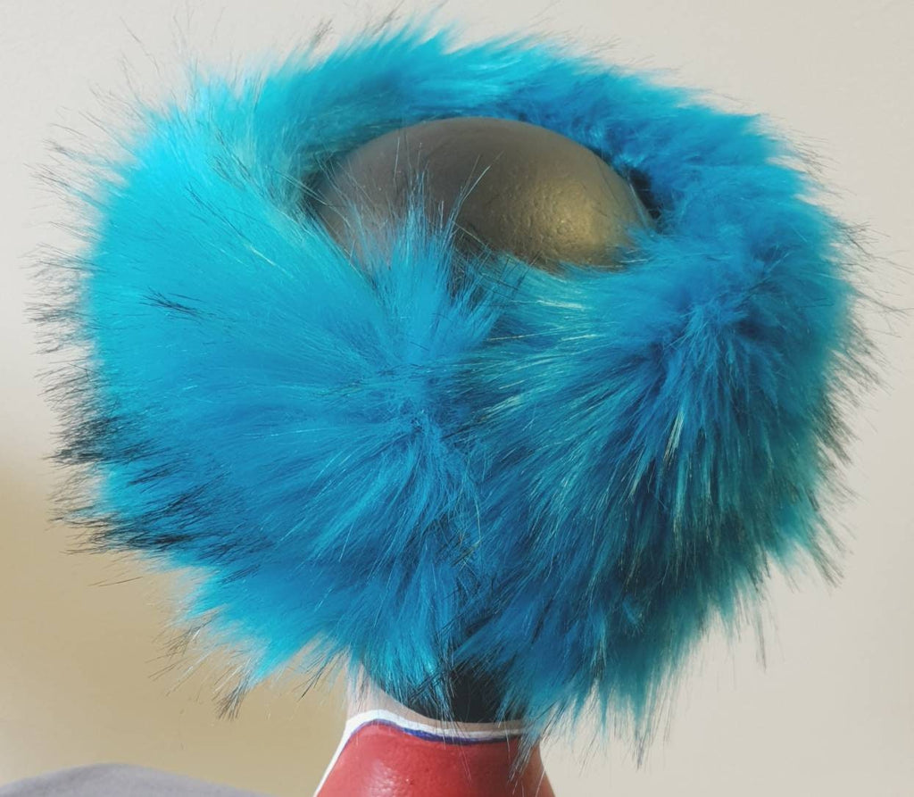 Turquoise Blue Luxury Faux Fur Headband-Blue Fur Headband- Neckwarmer- Earwarmer-Head Wrap-Fur Head Wrap- Handmade in Lancashire England