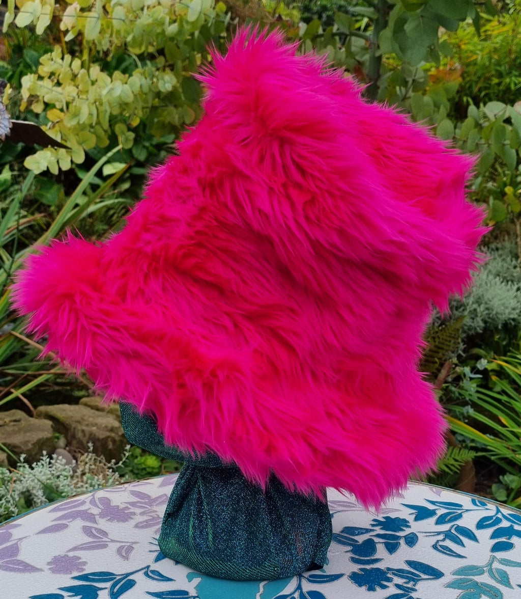 6 inch Tall Shaggy Pink Faux Fur Hat-JK Style Hat-Space Cowboy Style Hat-Fake Fur Pink Hat- Stovepipe Hat-Top Hat-Halloween-Pink Hat
