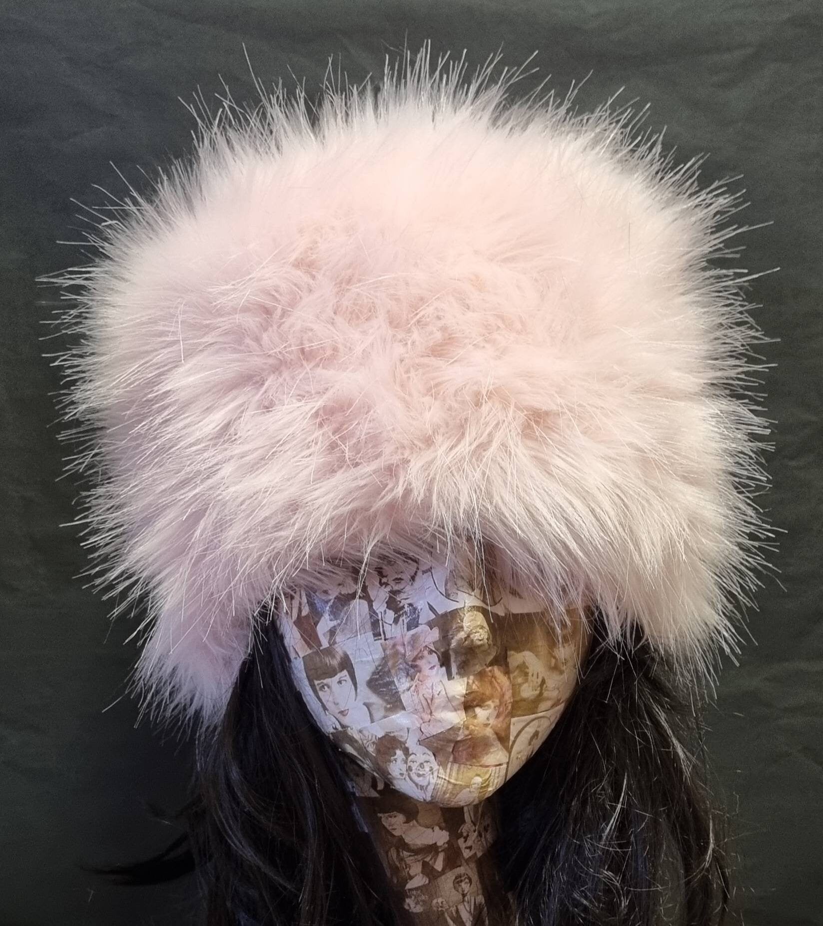 Baby Pink Luxury Faux Fur Hat with Polar Fleece Lining - Pink Fur Hat-Fake Fur Hat - Winter Hat - Pink Fur Hat - Baby Pink Fur Hat - Pink