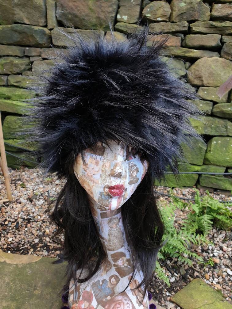 Hollywood Black Textured Faux Fur Hat- Cosy Polar Fleece Lining- Statement Piece-Russian Hat-Fur Hat-Fake Fox Fur-Fake Fur Hat-Black Fur Hat