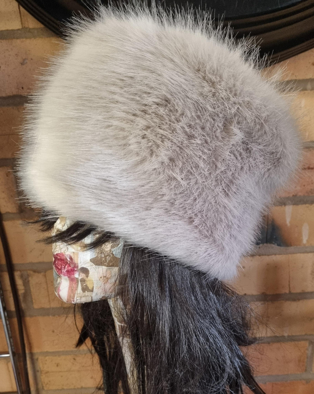 Silver Grey Faux Fur Hat with Polar Fleece Lining-Grey Fur Hat-Silver Hat-Pill Box Hat- Cruelty Free-Vegan Fabric-Grey Fur Hat-Fake Fur Hat