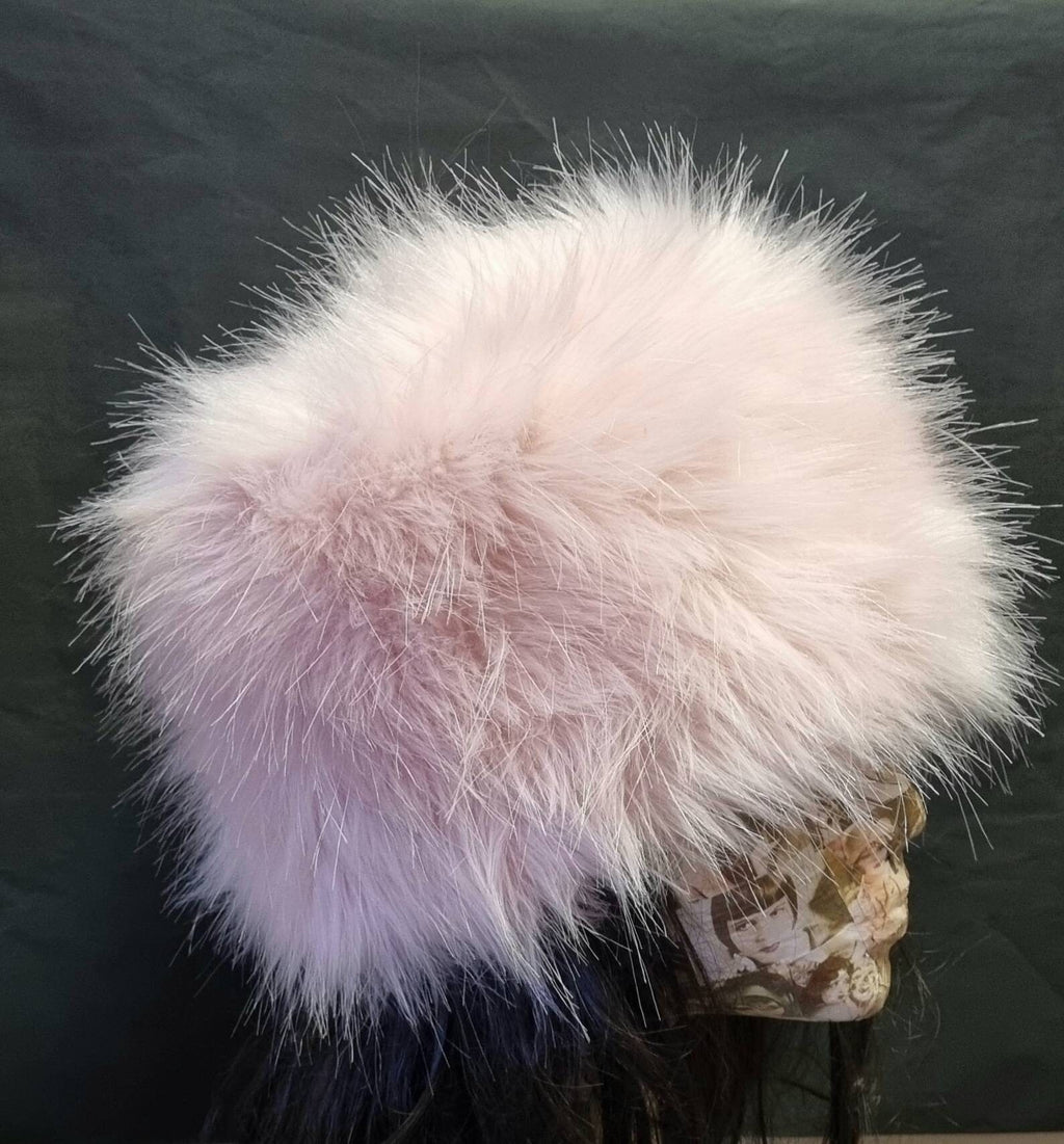 Baby Pink Luxury Faux Fur Hat with Polar Fleece Lining - Pink Fur Hat-Fake Fur Hat - Winter Hat - Pink Fur Hat - Baby Pink Fur Hat - Pink