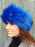 Royal Blue Faux Fur Headband | Fleece Lined Ear Warmer | Handmade in England