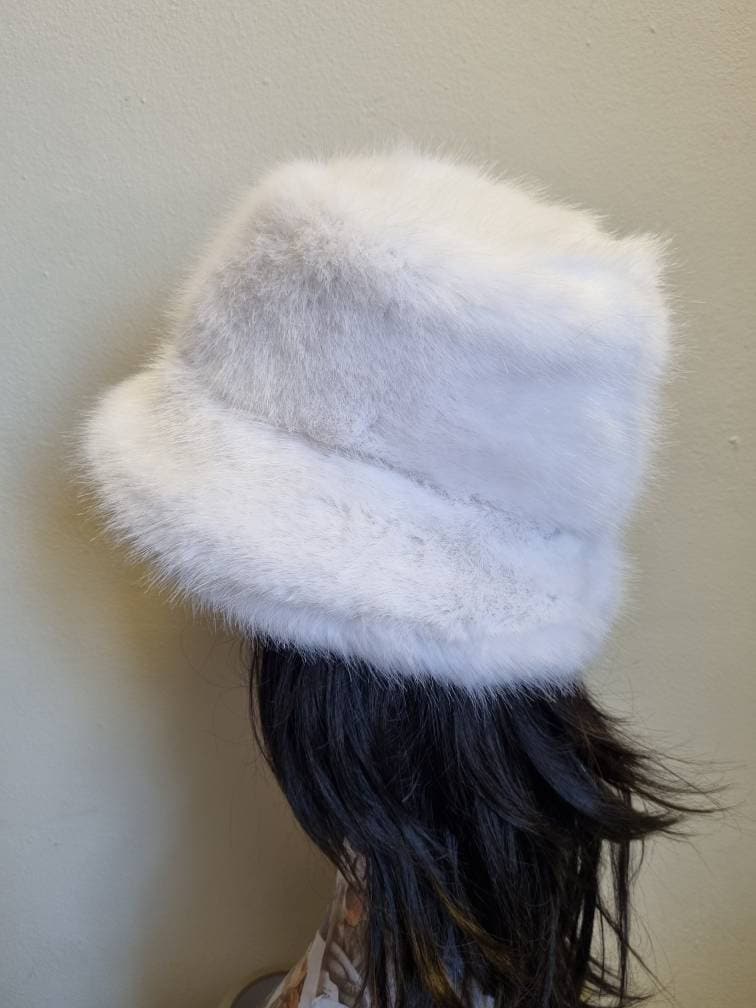 Stunning Super Luxury White Faux Fur Bucket Hat-Fuzzy Bucket Hat-Festival Hat-Floppy Hat-Fur Hat-Fake Fur Hat-Rave Hat-White Bucket Hat