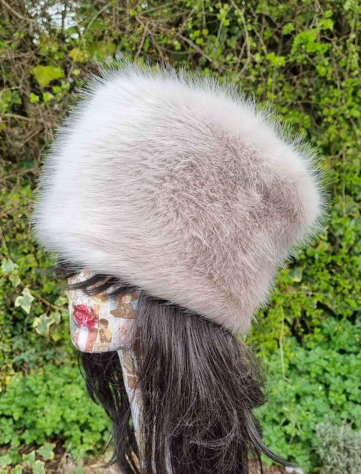 Silver Grey Faux Fur Hat with Polar Fleece Lining-Grey Fur Hat-Silver Hat-Pill Box Hat- Cruelty Free-Vegan Fabric-Grey Fur Hat-Fake Fur Hat