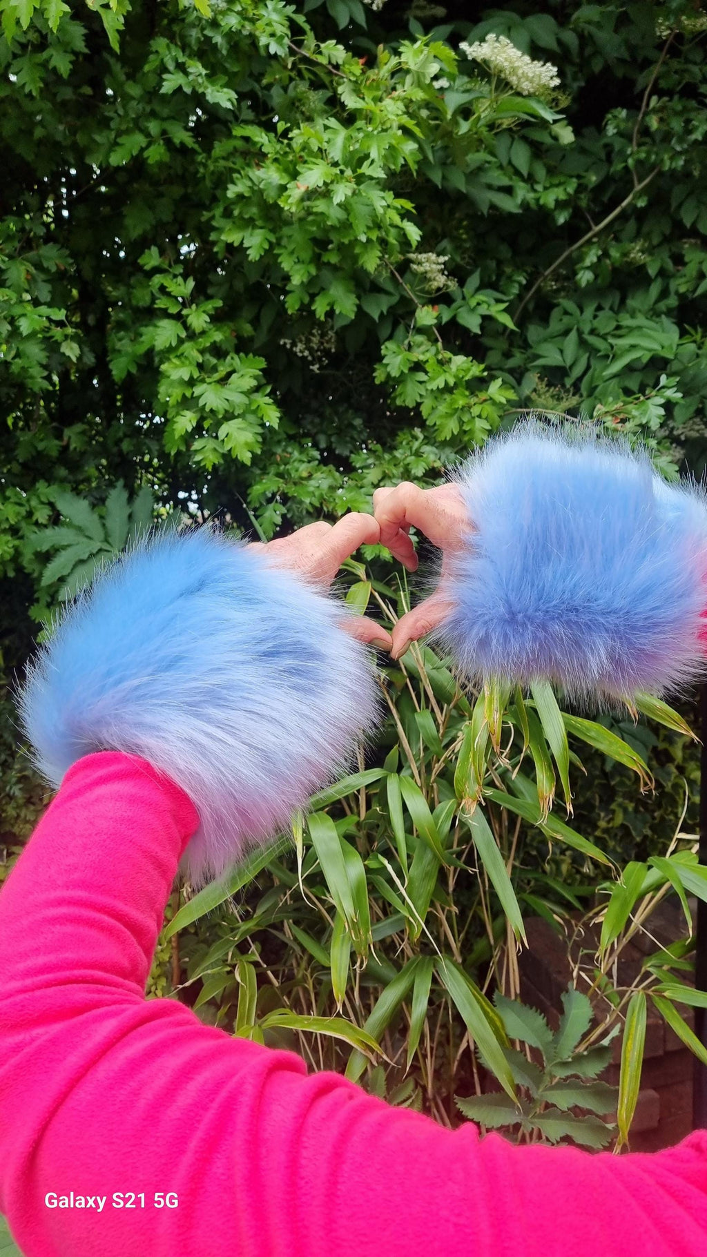 Baby Blue Faux Fur Cuffs | Fluffy Wrist Warmers | Handmade in England