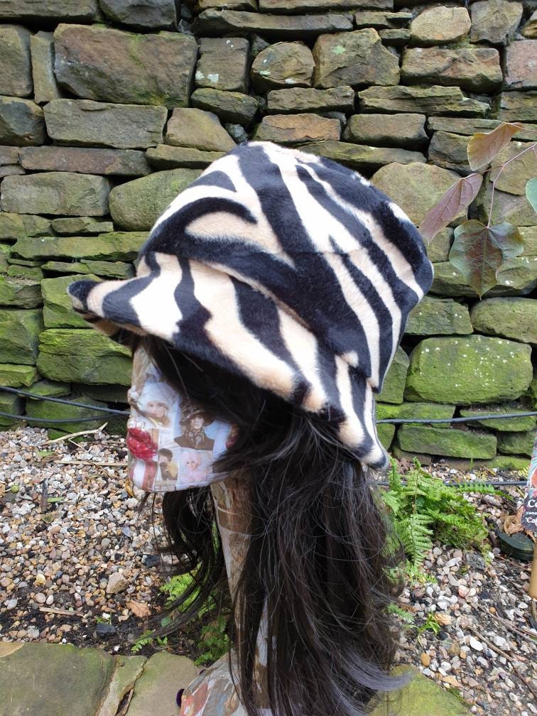 Antelope Print Short Faux Fur Bucket Hat-Fleece Lining-Furry Bucket Hat-Animal Print Bucket Hat-Festival Hat