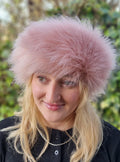Dusky Pink Faux Fur Headband-Mega Fluffy- Neckwarmer- Earwarmer-Fur Headband-Blue Headband-Head Wrap-Fur Head Wrap-Cruelty Free-Vegan Fabric