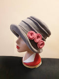 Light Grey Fleece Hat-Polar Fleece Lining-Downton Abbey Hat-Cloche Hat-Womens Fleece Winter Hat-1930's-Ladies Winter Hat-Grey Fleece Hat