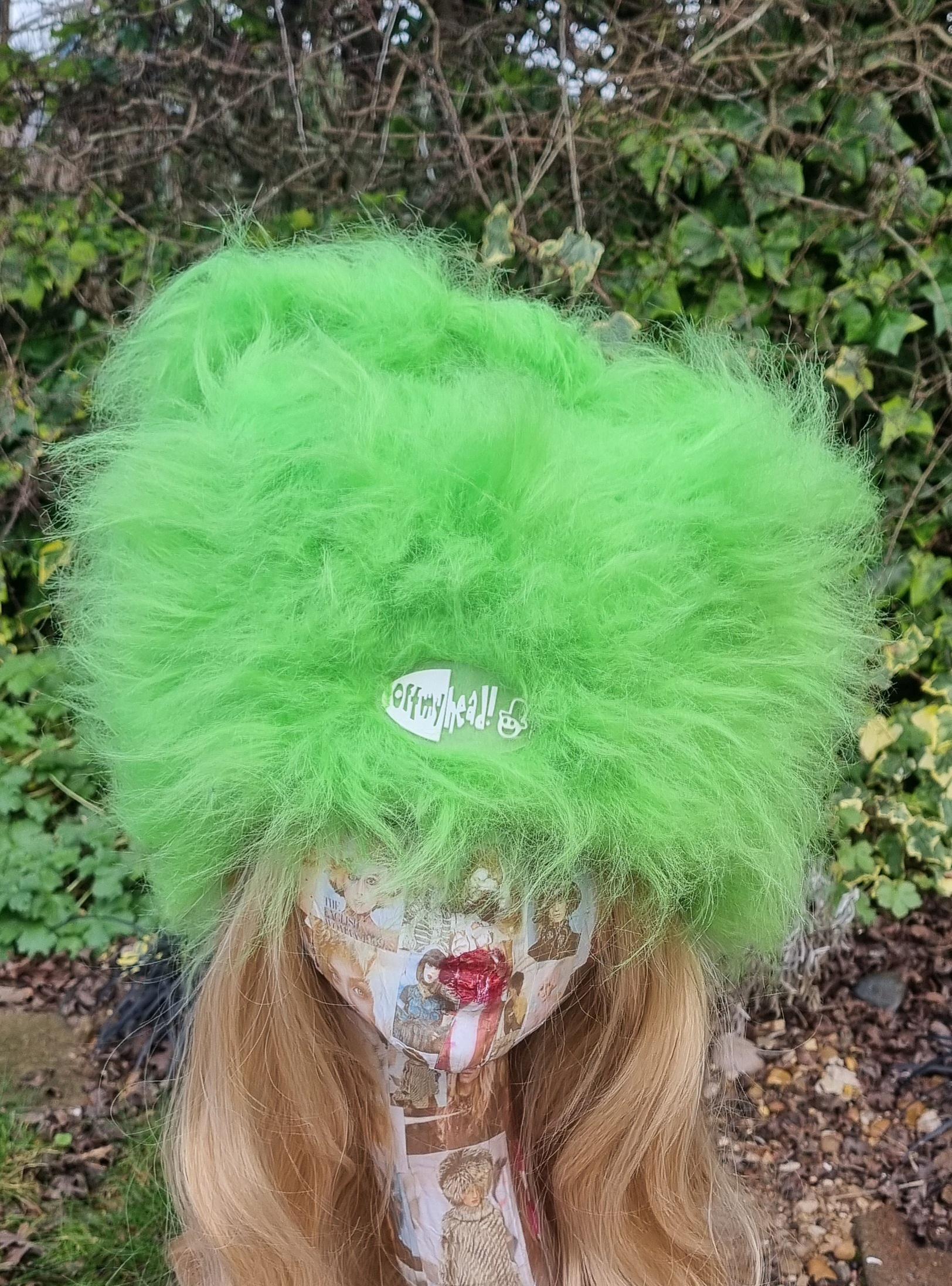 Wispy Bright Green Marshmallow Hat with Polar Fleece Lining- Ski Hat-Apres Ski- Dog Walking-Green Fur Hat-Cruelty Free-Vegan Fabric-Fleece