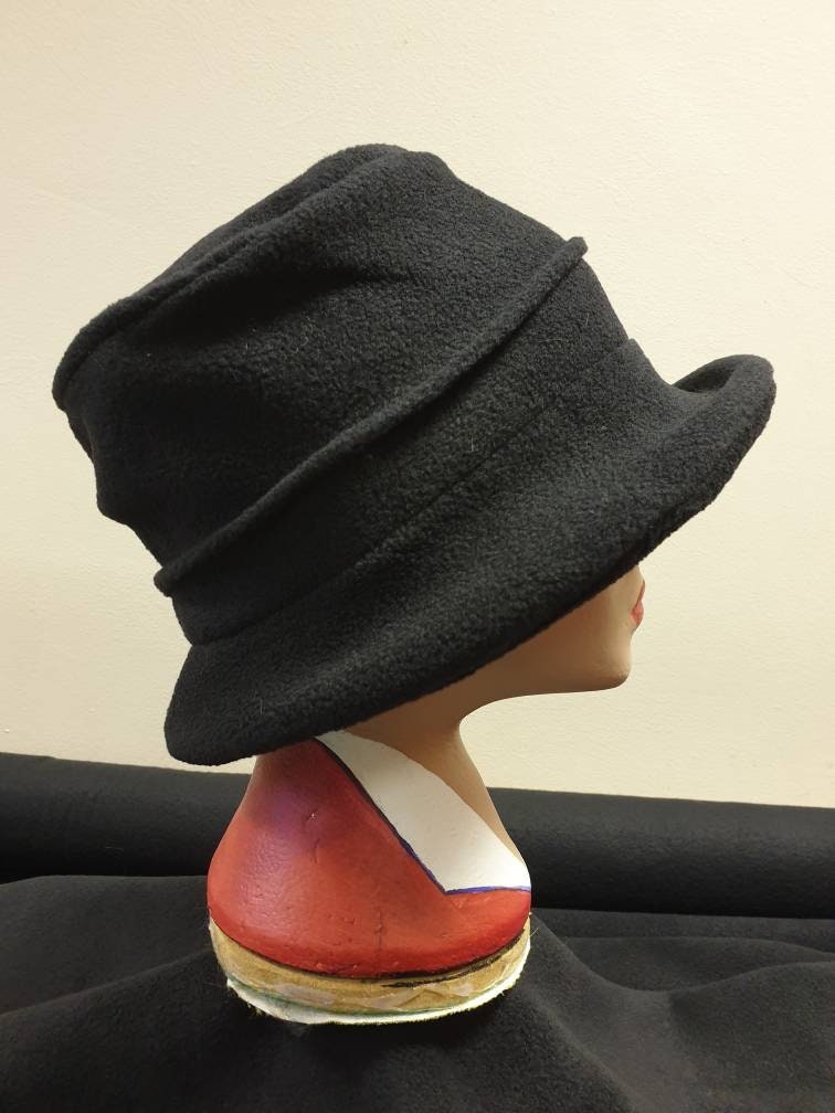 Black Fleece Cloche Hat | Handmade in England | Vintage 1920s Style
