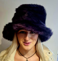7 Inch Tall Purple & Black Faux Fur Hat | JK Style Top Hat | Handmade in England